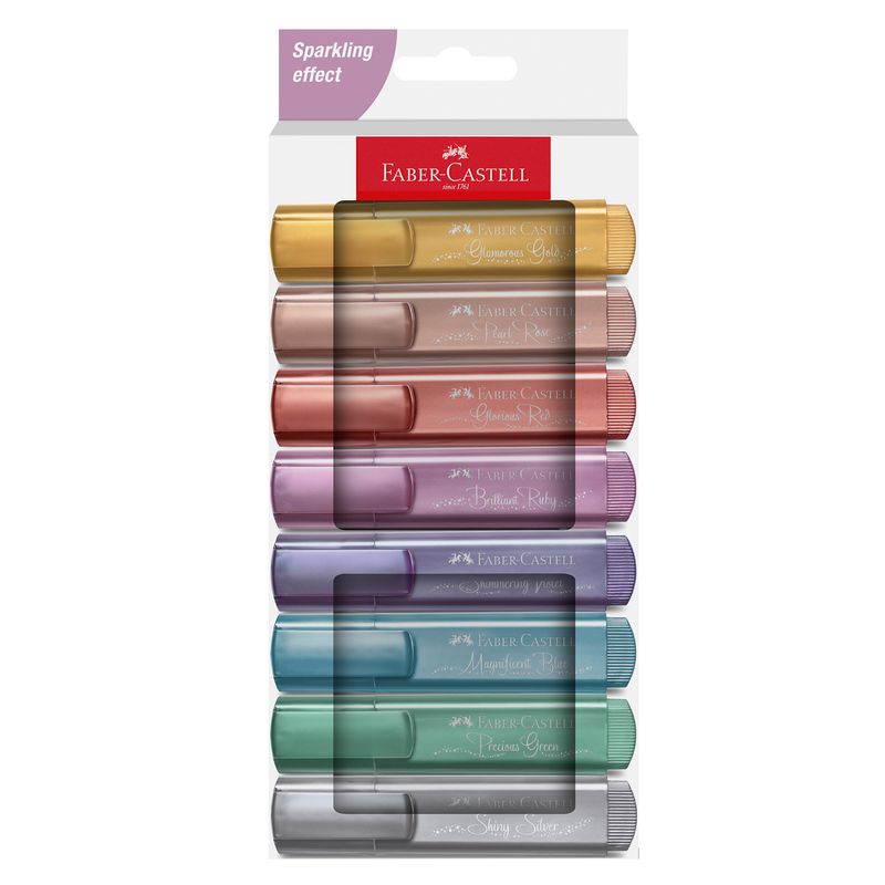 Evidenziatore Textliner 46 - punta a scalpello - colori assortiti metallic - Faber-Castell - astuccio 8 colori FABER-CASTELL