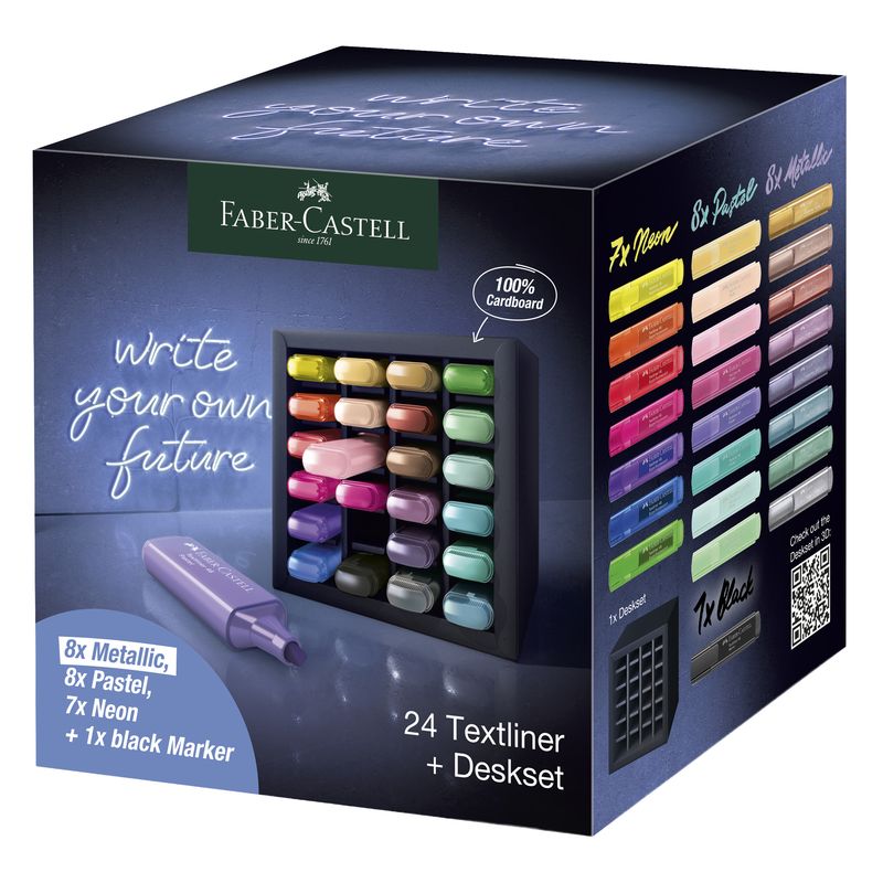 Evidenziatore Textliner 46 - punta a scalpello - colori assortiti - Faber-Castell - deskset 24 pezzi FABER-CASTELL