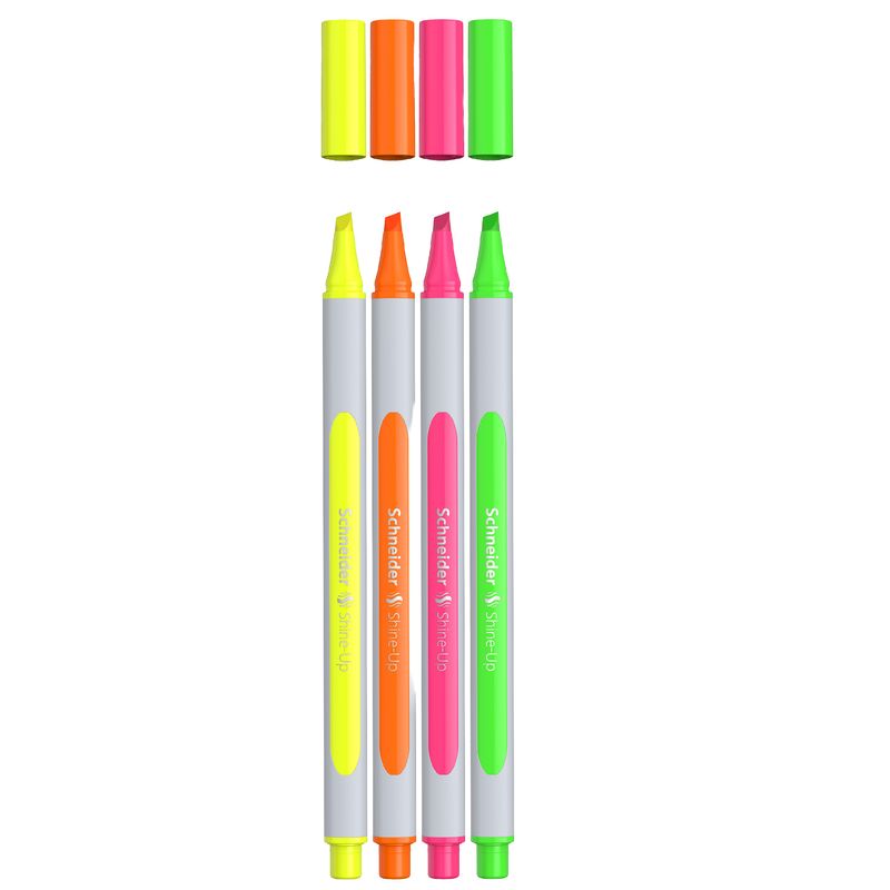 Evidenziatore Shine-Up - punta a scalpello  - colori assortiti - Schneider - conf. 4 pezzi SCHNEIDER