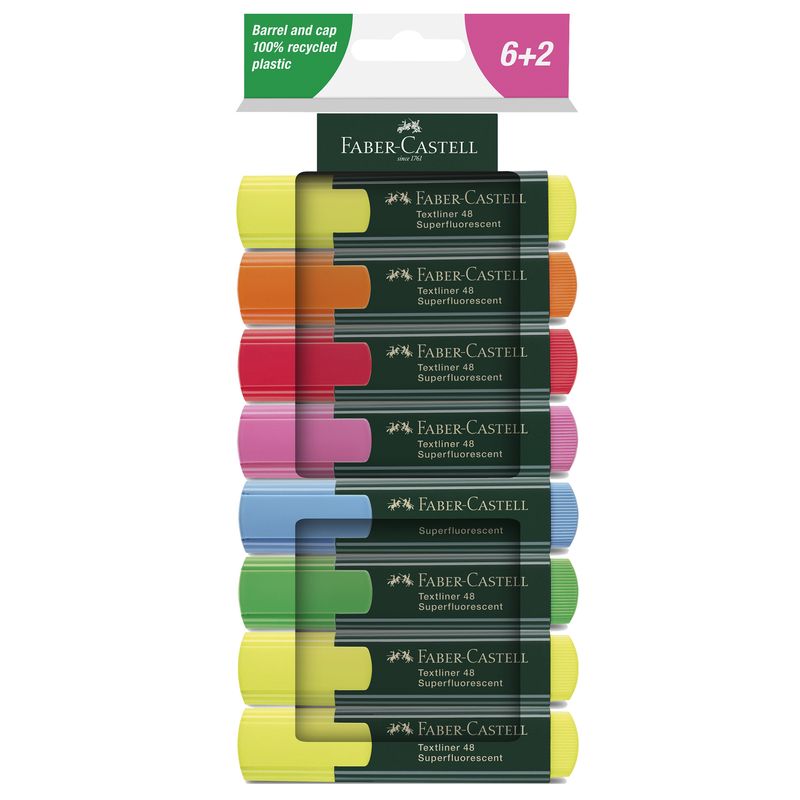 Evidenziatore Textliner 48 - punta a scalpello - colori assortiti - Faber-Castell - astuccio 8 colori FABER-CASTELL