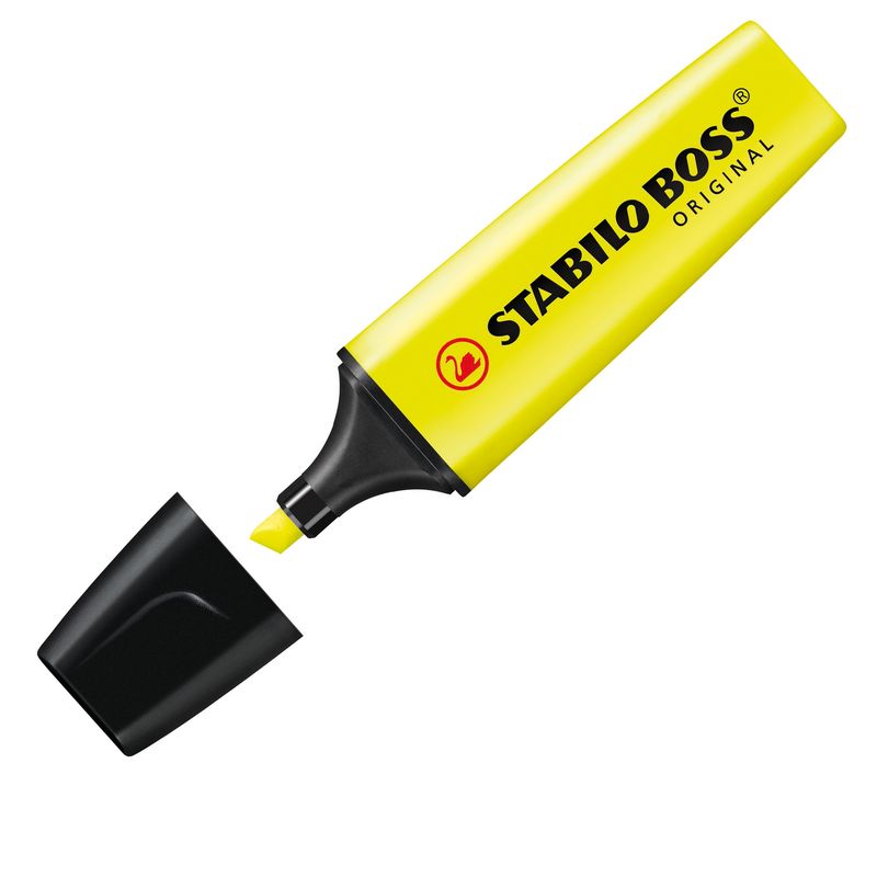 Evidenziatore Stabilo Boss Original - punta a scalpello - tratto 2 - 5 mm - giallo 24 - Stabilo STABILO