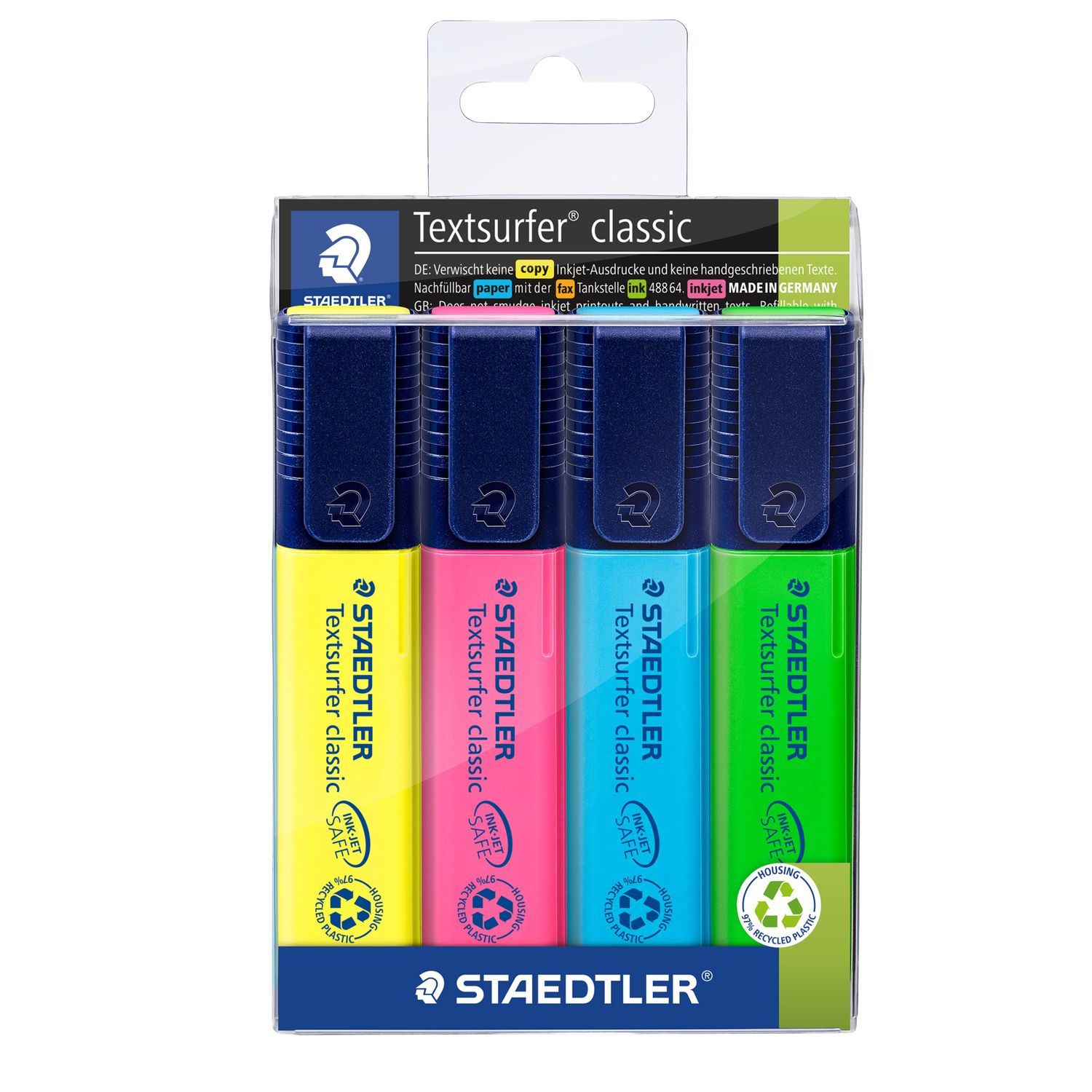 Evidenziatore Textsurfer Classic  - punta a scalpello - tratto da 1,0-5,0mm - astuccio 4 colori - Staedtler STAEDTLER