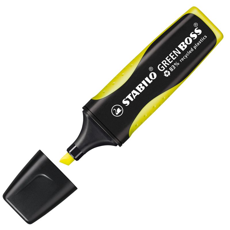 Evidenziatore Green Boss - punta a scalpello - tratto 2 - 5 mm - giallo 24 - 83% plastica riciclata - Stabilo STABILO