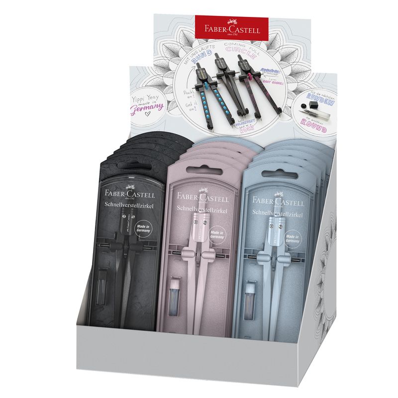 Compasso Quick Stream - colori assortiti - Faber Castell - expo 15 pezzi FABER-CASTELL