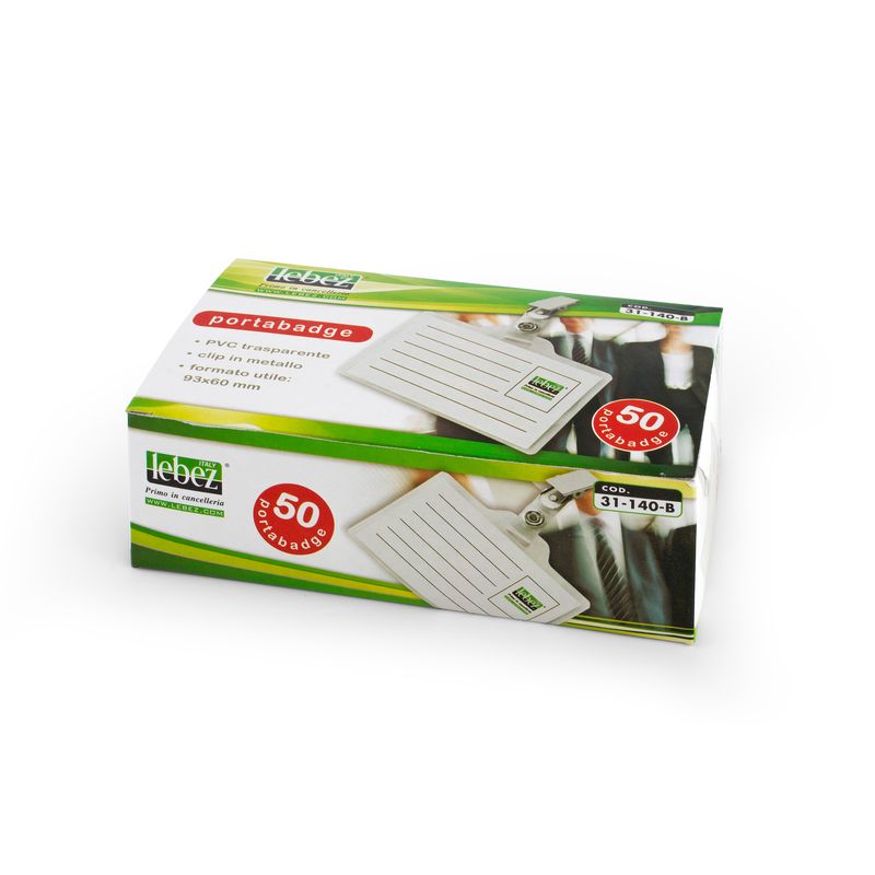 Portabadge con clip - 9,3 x 6 cm - Lebez - conf. 50 pezzi LEBEZ