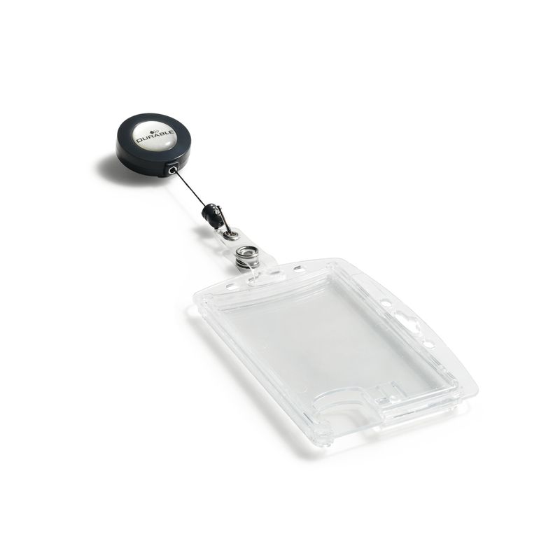 Portabadge Duo in acrilico con chiocciola - 2 tessere inseribili - 5,4 x 9 cm - Durable - conf. 10 pezzi DURABLE