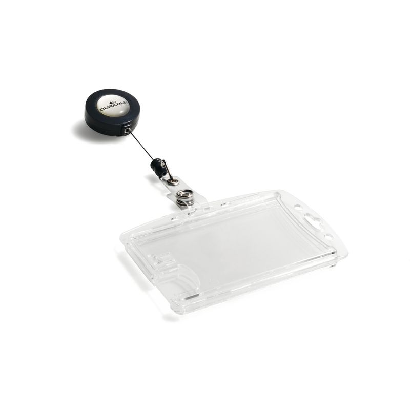 Portabadge Duo in acrilico con chiocciola - 2 tessere inseribili - 5,4 x 9 cm - Durable - conf. 10 pezzi DURABLE
