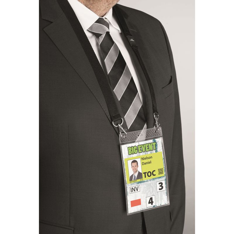 Portanome A6 per eventi - cordoncino nero - Durable - conf. 10 pezzi DURABLE