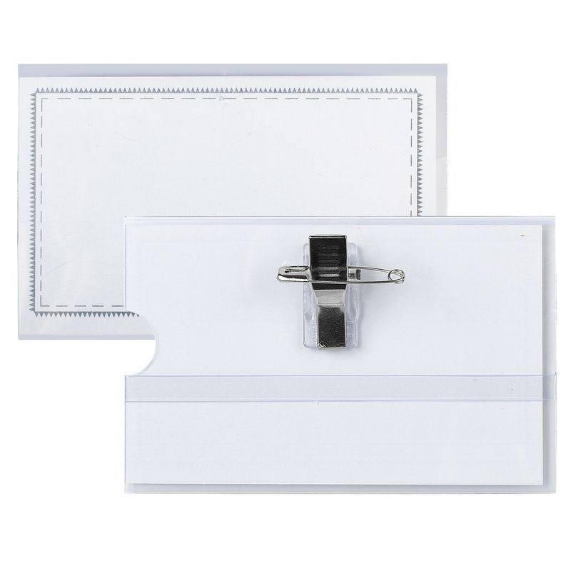 Portabadge con clip e spilla - 9 x 5,5 cm - Lebez - conf. 50 pezzi LEBEZ