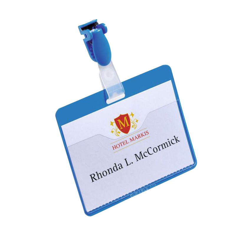 Portanome a tasca aperta - clip in plastica - 6 x 9 cm - blu - Durable - conf. 25 pezzi DURABLE