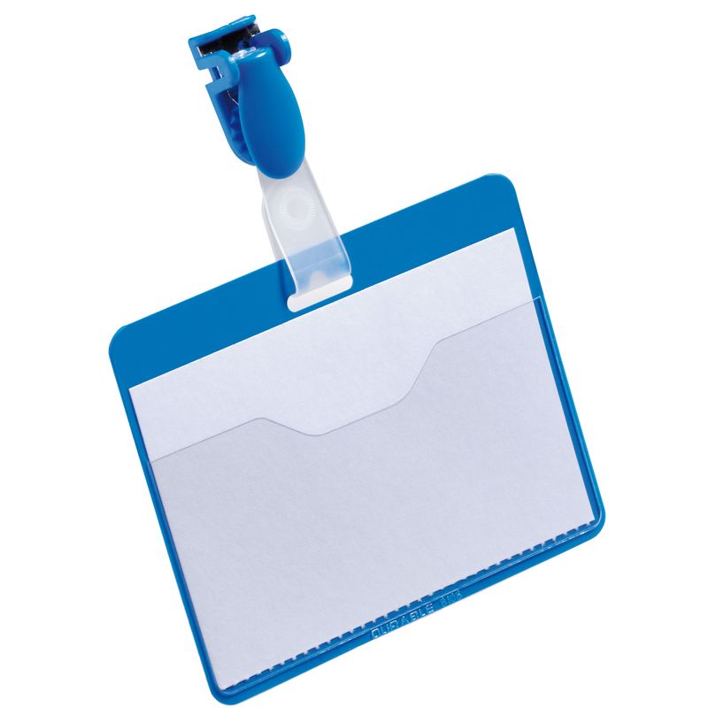 Portanome a tasca aperta - clip in plastica - 6 x 9 cm - blu - Durable - conf. 25 pezzi DURABLE