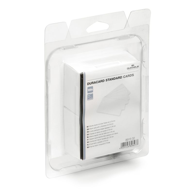 Tessere bianche per stampante Duracard ID 300 - spessore 0,76 mm - 54 x 86 mm - Durable - conf. 100 pezzi DURABLE