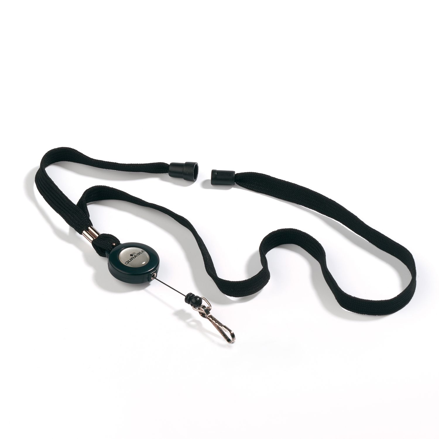 Cordoncino per portabadge - con chiocciola Yo Yo - larghezza 10 mm - filo retrattile da 80 cm - nero - Durable - conf. 10 pezzi DURABLE