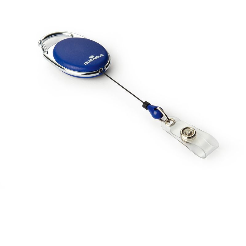 Chiocciola YO-YO Style per portabadge - blu - filo retrattile 80 cm - Durable - conf. 10 pezzi DURABLE