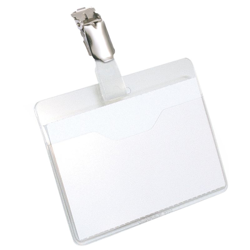 Portanome a tasca aperta - clip in metallo - 6 x 9 cm - trasparente - Durable - conf. 25 pezzi DURABLE