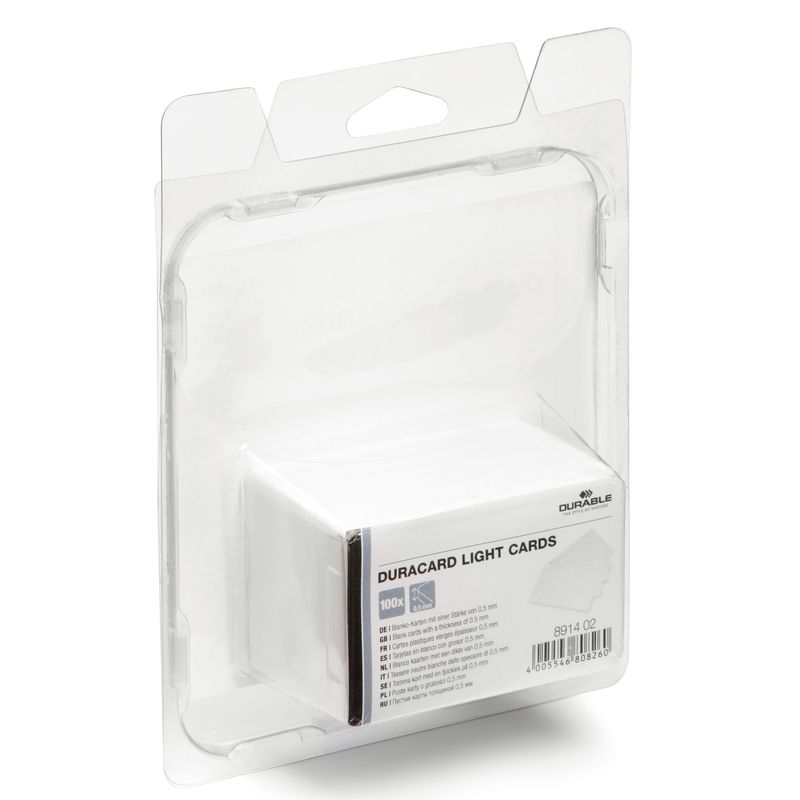 Tessere bianche per stampante Duracard ID 300 - spessore 0,5 mm - 54 x 86 mm - Durable - conf. 100 pezzi DURABLE