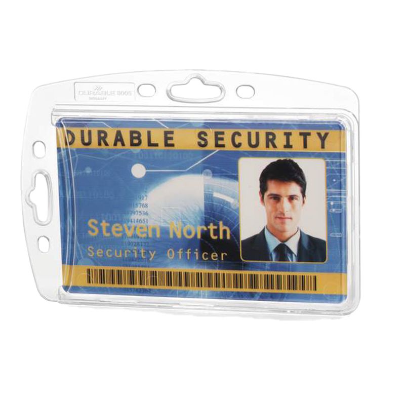 Portabadge rigido - 5,4 x 8,7 cm - trasparente - Durable - conf. 10 pezzi DURABLE