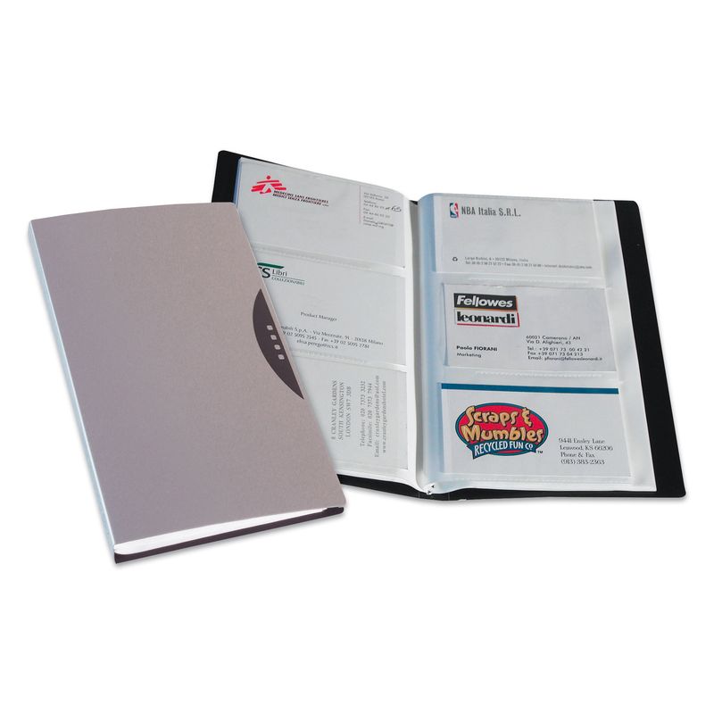 Portabiglietti da visita Office Suites - 120 tasche - con custodia - 11,4x19,2 cm - silver - Fellowes FELLOWES