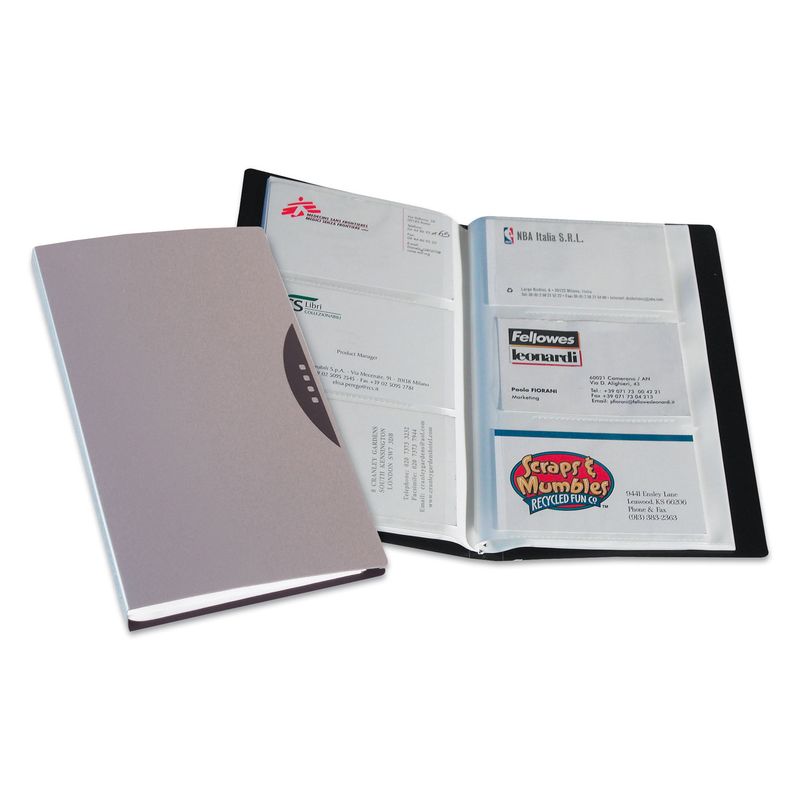 Portabiglietti da visita Office Suites - 240 tasche - con custodia - 11,4x19,2 cm - silver - Fellowes FELLOWES