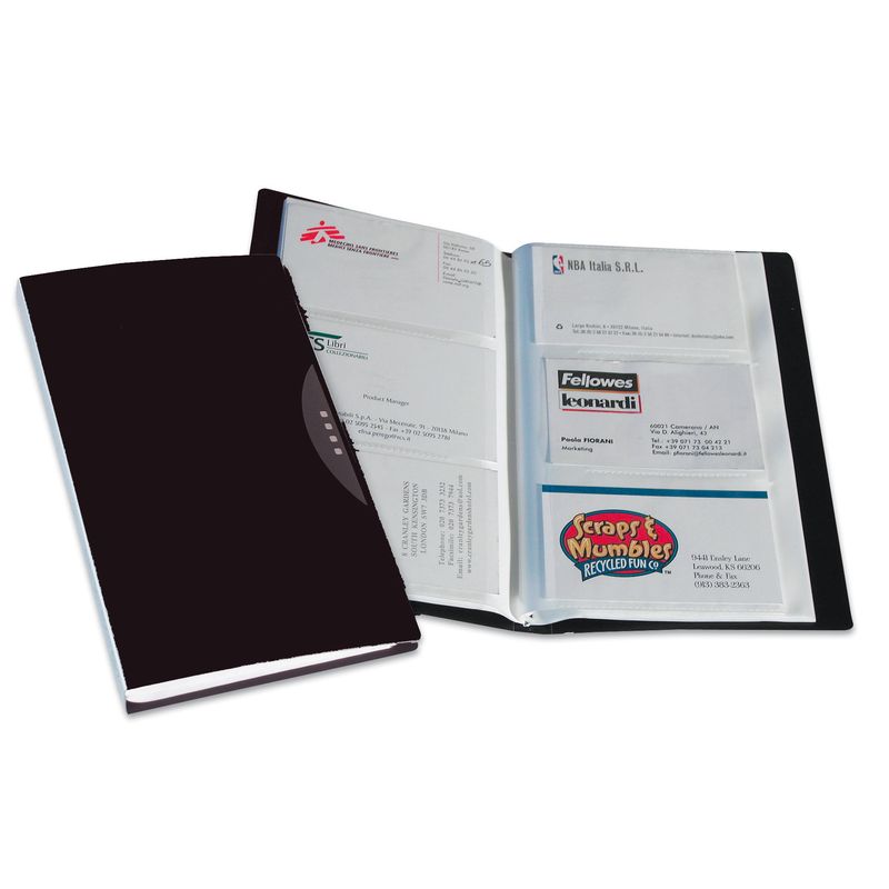 Portabiglietti da visita Office Suites - 240 tasche - con custodia - 11,4x19,2 cm - nero - Fellowes FELLOWES
