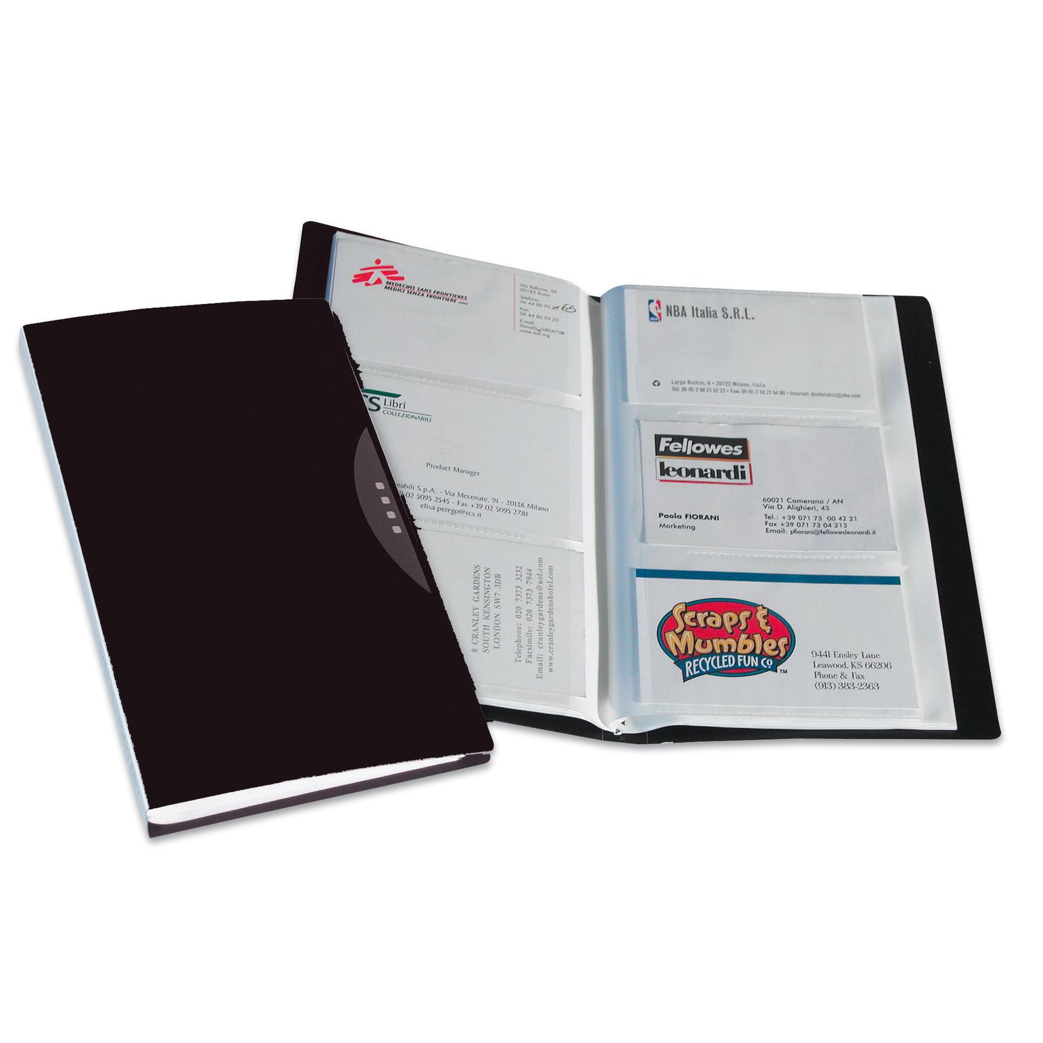 Portabiglietti da visita Office Suites - 120 tasche - con custodia - 11,4x19,2 cm - nero - Fellowes FELLOWES
