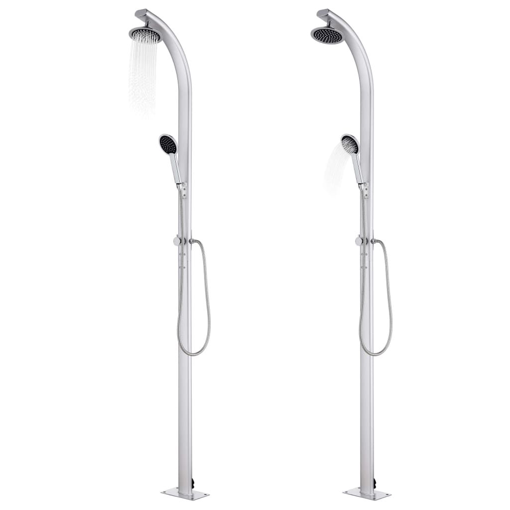 Doccia da Giardino con Base Marrone 220 cm in Alluminio vidaXL