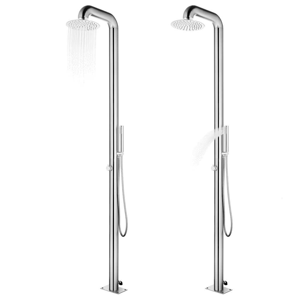 Doccia da Giardino con Base Marrone 230 cm in Acciaio Inox vidaXL