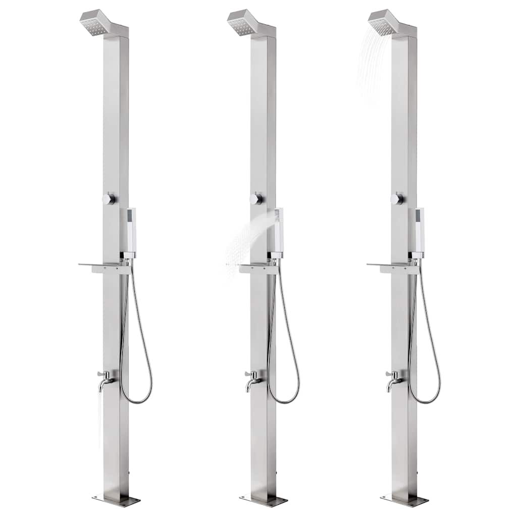 Doccia da Giardino con Base Marrone 225 cm in Acciaio Inox vidaXL