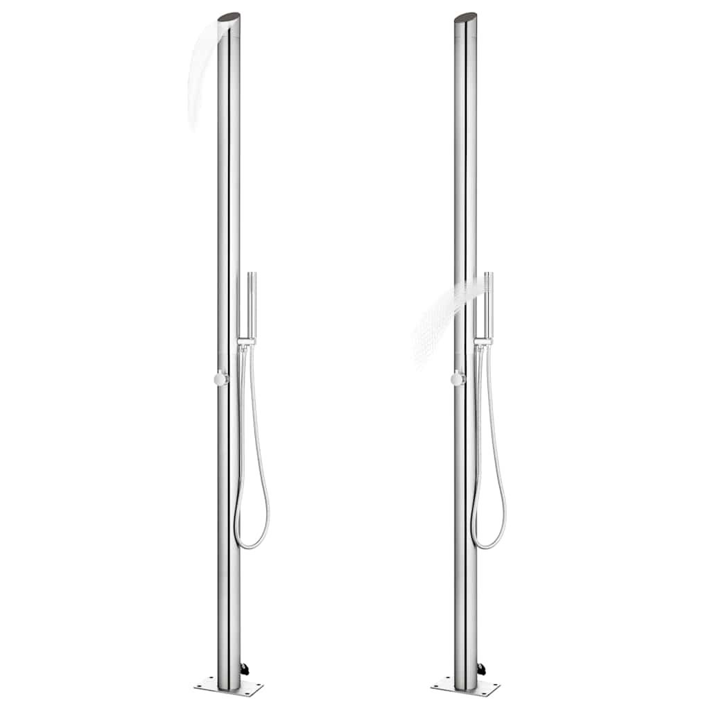 Doccia da Giardino con Base Marrone 225 cm in Acciaio Inox vidaXL