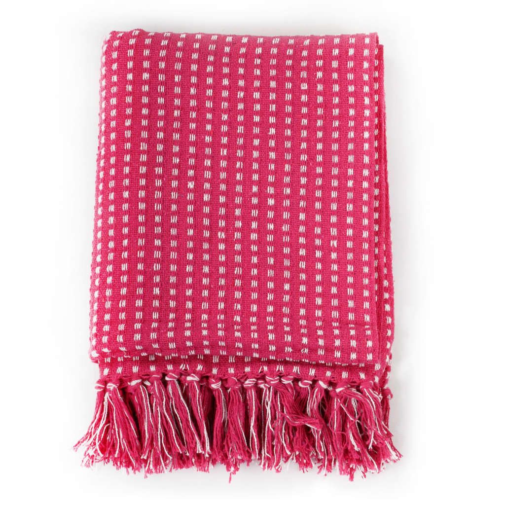 Copriletto in Cotone a Quadri 160x210 cm Rosa vidaXL