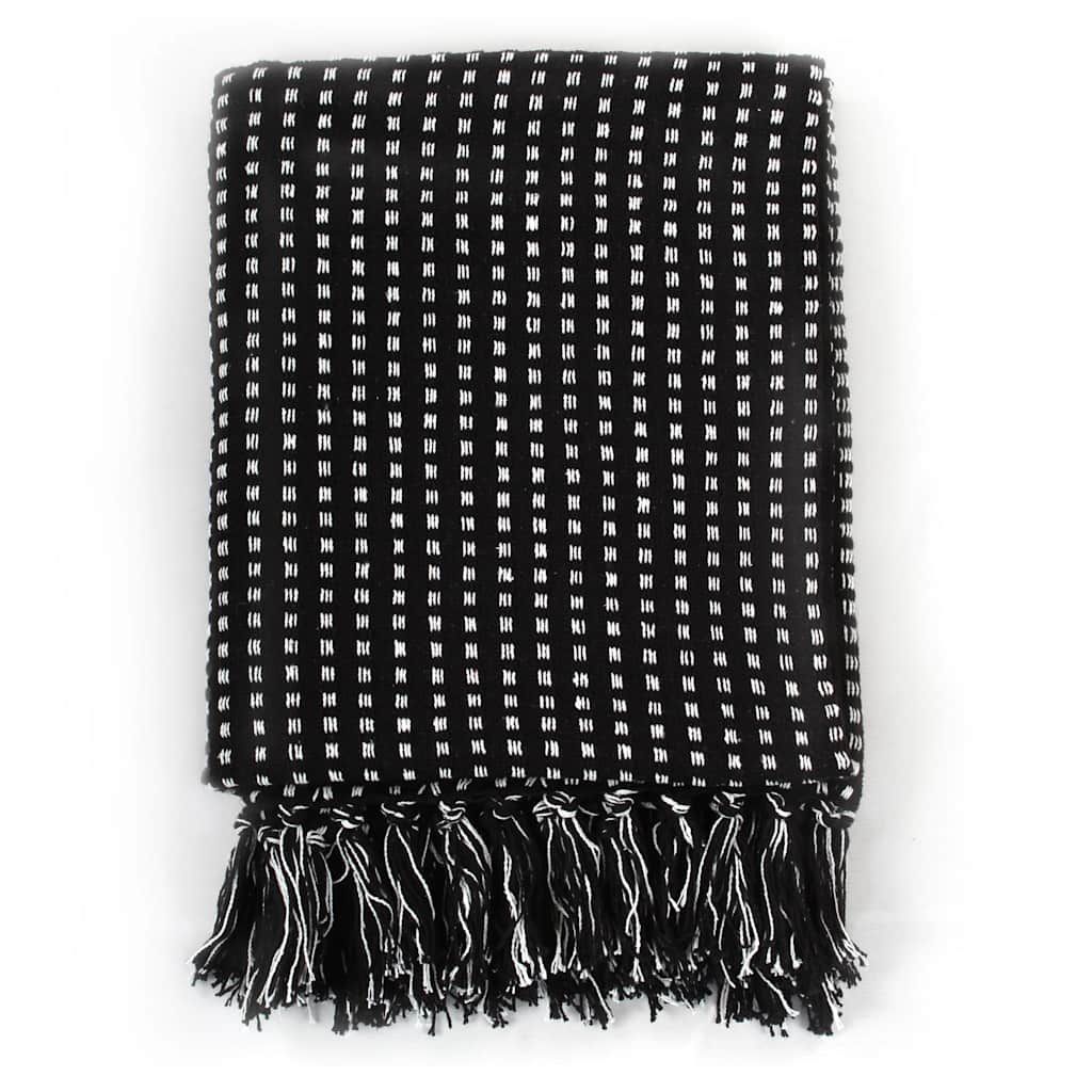 Copriletto in Cotone a Quadri 160x210 cm Nero vidaXL