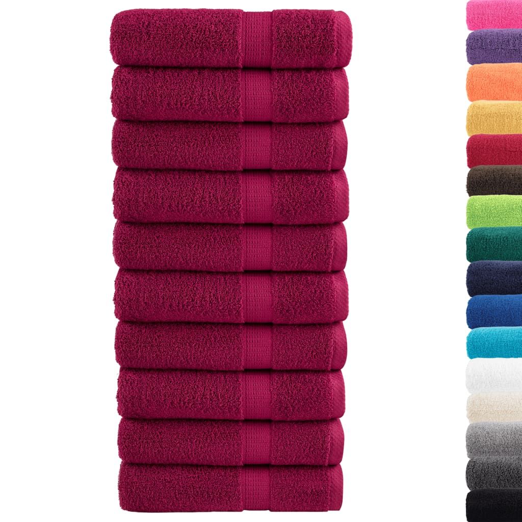 Asciugamani Doccia Premium SOLUND 10 pz Bordeaux 70x140 cm 600 g/m² vidaXL