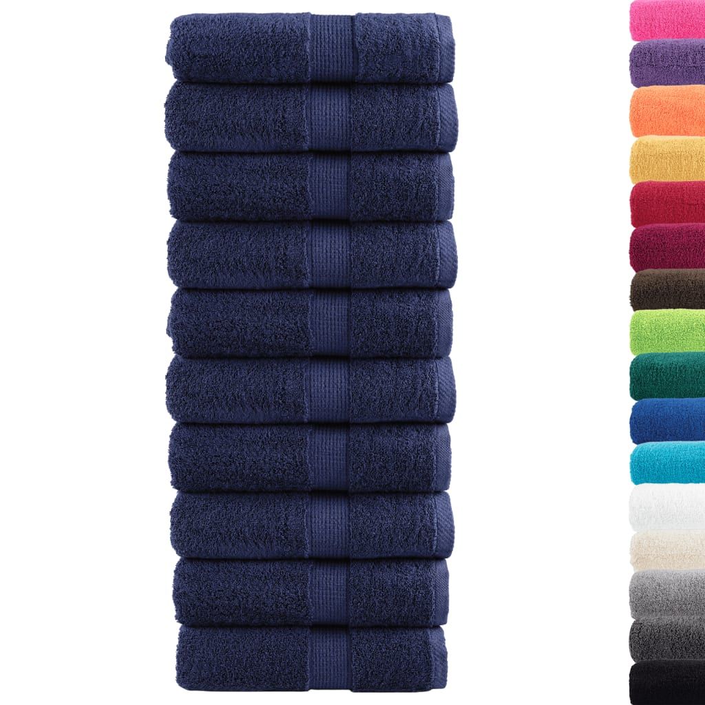Asciugamani per ospiti Premium SOLUND 10 pz Blu navy 30x50 cm 600 g/m² vidaXL