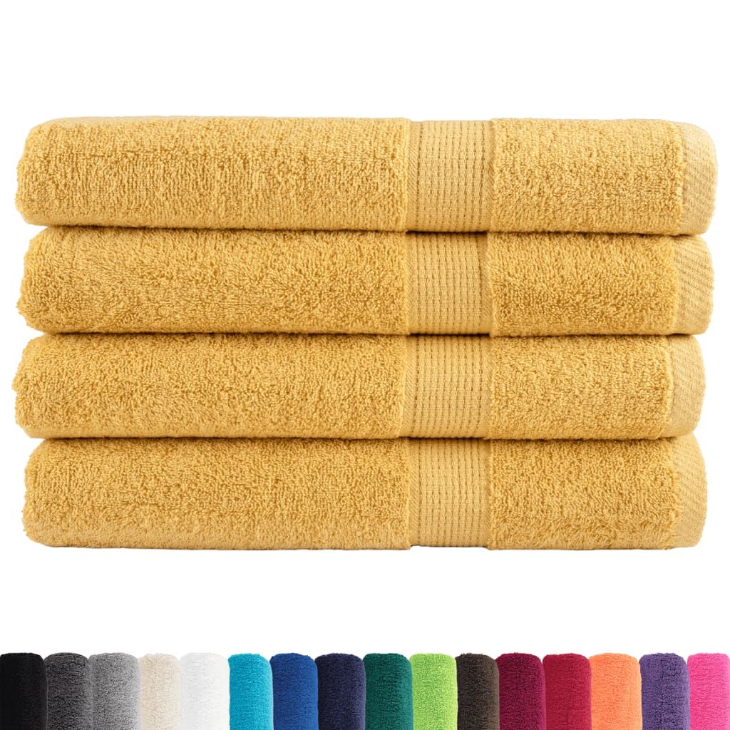 Asciugamani da sauna premium SOLUND 4 pezzi Oro 80x200 cm 600 g/m² vidaXL