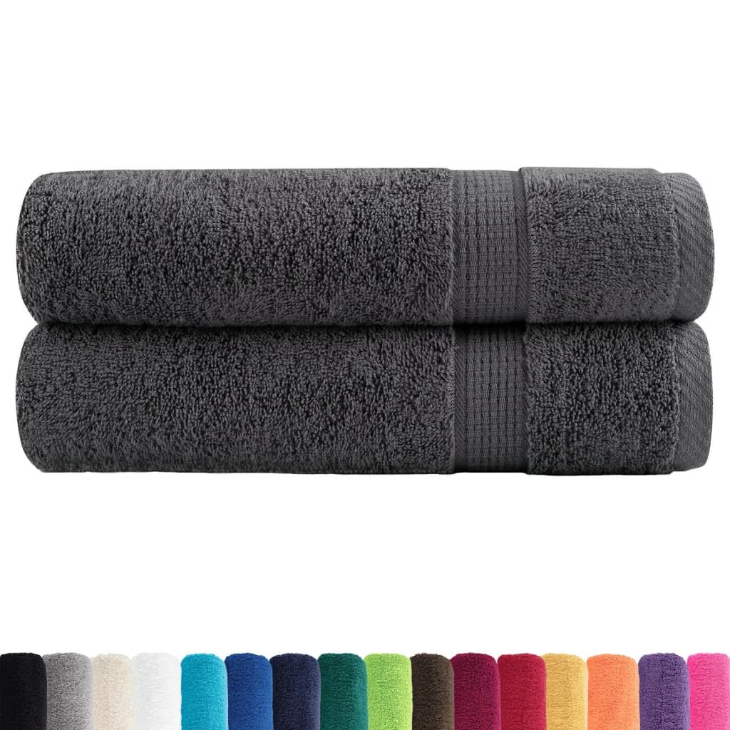 Asciugamani da doccia premium SOLUND 2 pezzi Antracite 70x140 cm 600 g/m² vidaXL