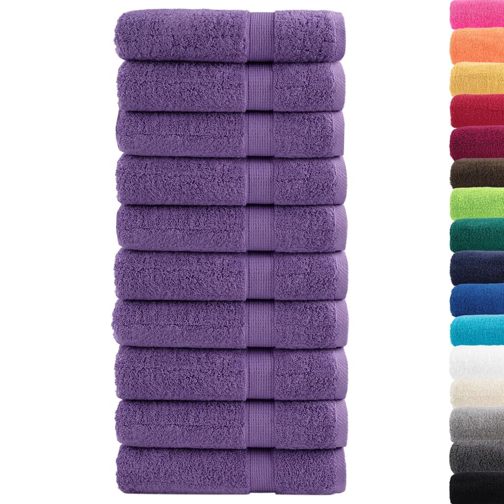 Asciugamani da bagno Premium SOLUND 10 pz Viola 100x150 cm 600 g/m² vidaXL
