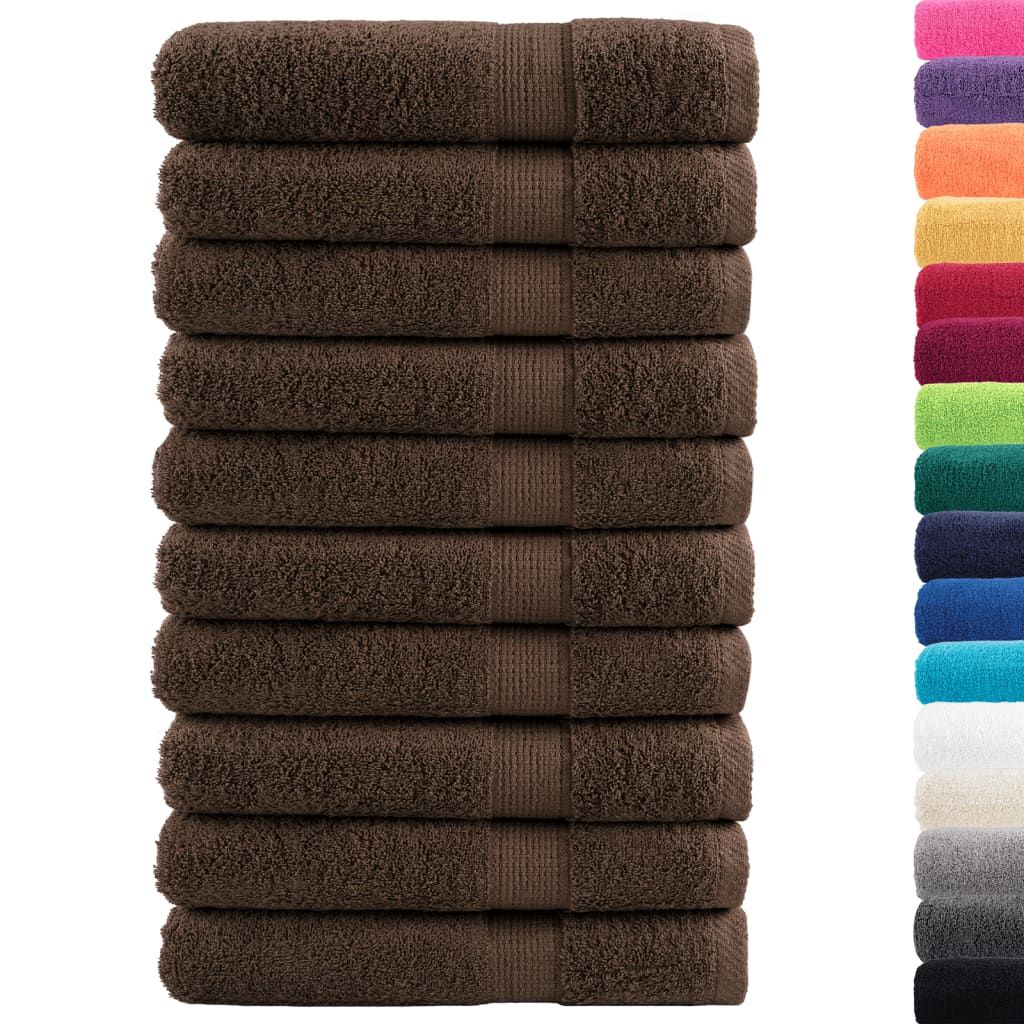 Asciugamani Premium SOLUND 10 pz Marrone 100x200 cm 600 g/m² vidaXL
