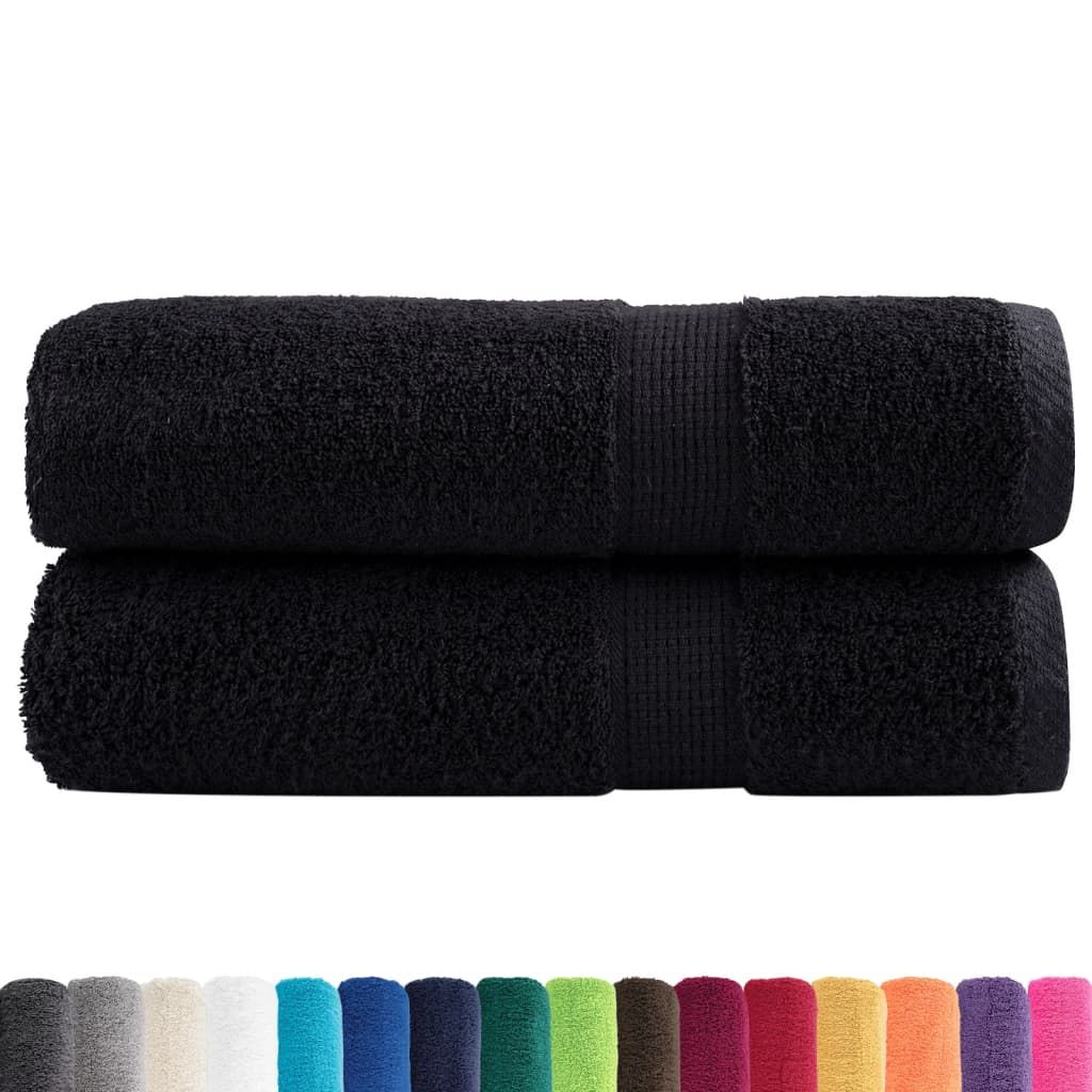 Asciugamani Premium SOLUND 2 pz Neri 50x100 cm 600 g/m² vidaXL
