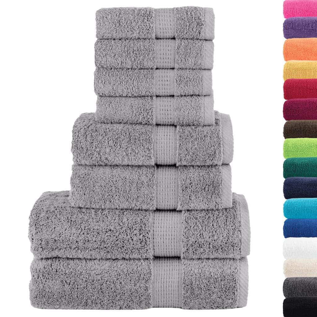 Set ASciugamani SOLUND 8 pz Grigio 600 gsm vidaXL