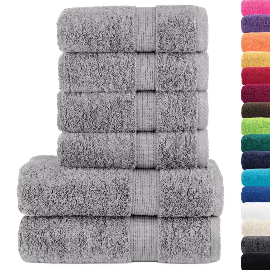 Set ASciugamani SOLUND 6 pz Grigio 600 gsm vidaXL