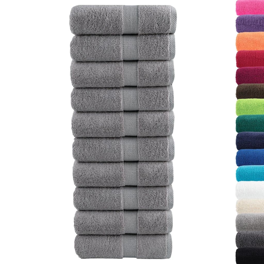 Asciugamani per ospiti Premium SOLUND 10 pz Grigio 30x50 cm 600 g/m² vidaXL