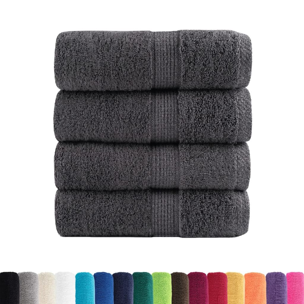 Asciugamani per ospiti Premium SOLUND 4 pz Antracite 30x50 cm 600 g/m² vidaXL