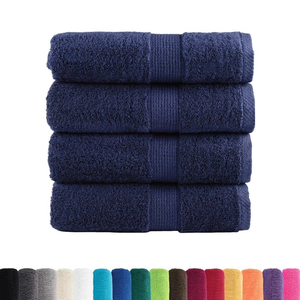 Asciugamani per ospiti Premium SOLUND 4 pz Blu navy 30x50 cm 600 g/m² vidaXL