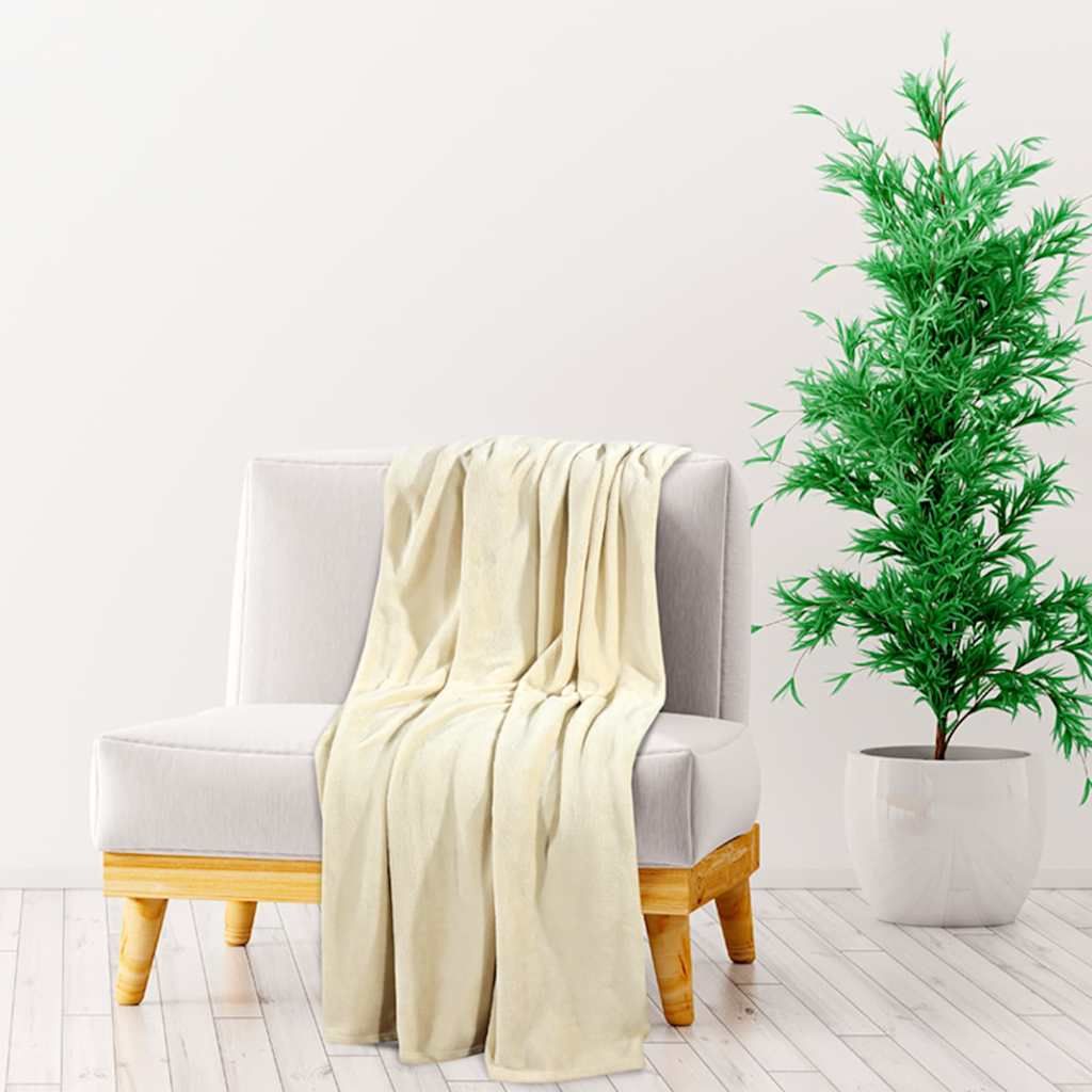 Coperta Crema 130x170 cm in Poliestere vidaXL