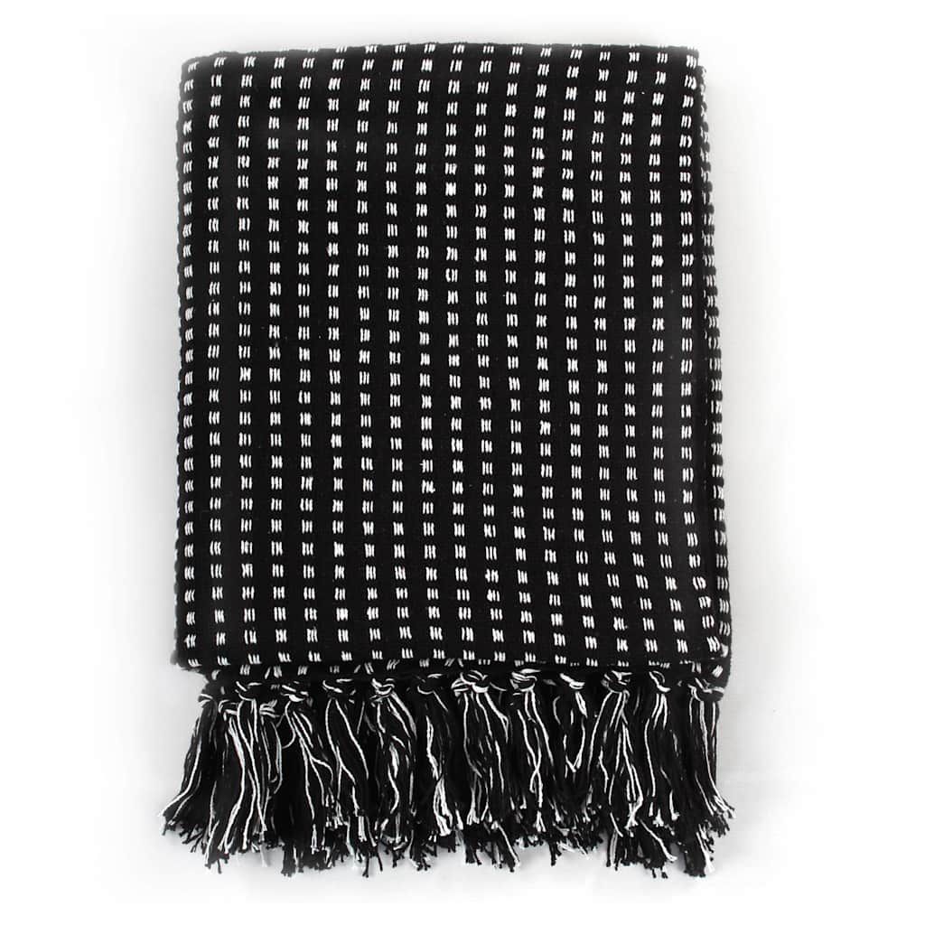 Copriletto in Cotone a Quadri 220x250 cm Nero vidaXL