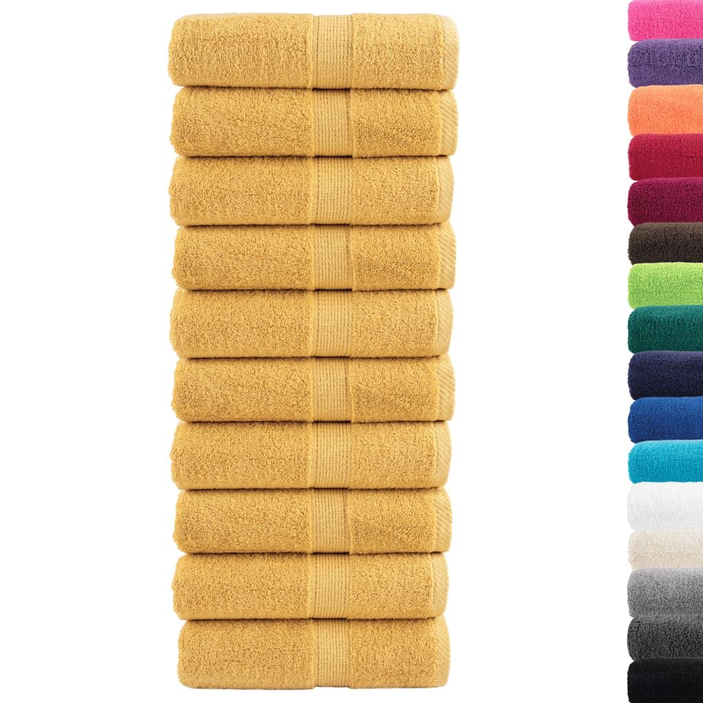 Asciugamani per ospiti Premium SOLUND 10 pz Oro 30x50 cm 600 g/m² vidaXL