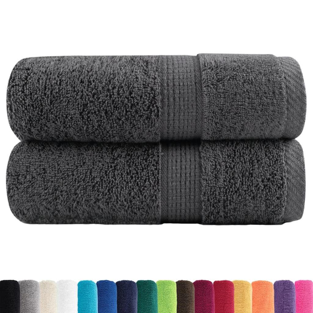 Asciugamani per ospiti Premium SOLUND 2 pz Antracite 30x50 cm 600 g/m² vidaXL