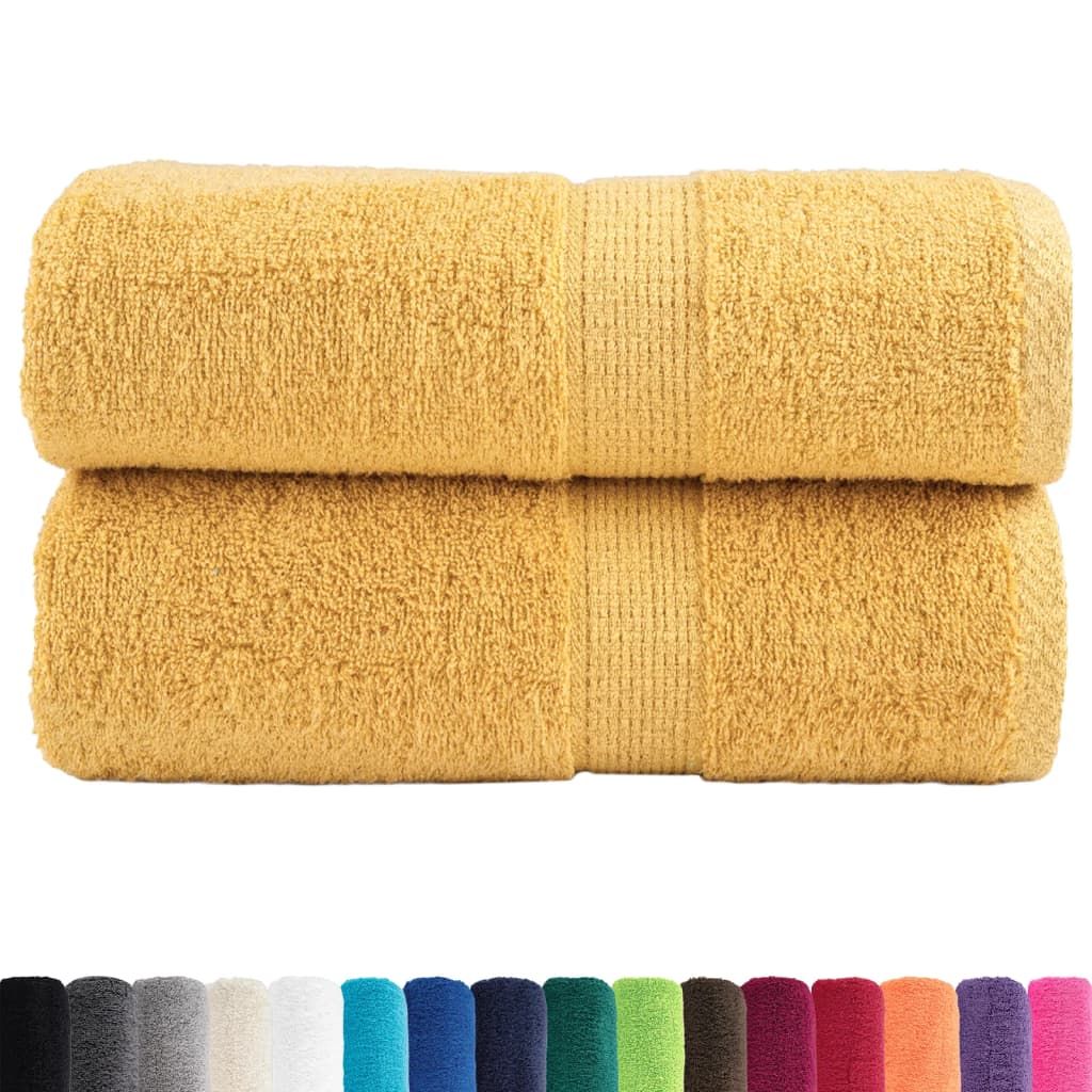 Asciugamani Premium SOLUND 2 pz Oro 30x30 cm 600 g/m² vidaXL