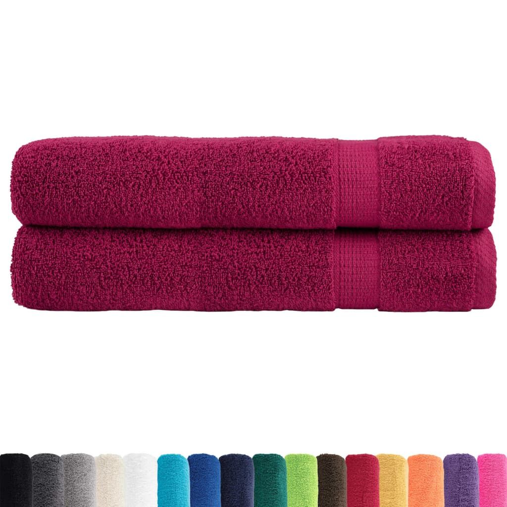 Asciugamani Premium SOLUND 2 pz Bordeaux 100x200 cm 600 g/m² vidaXL