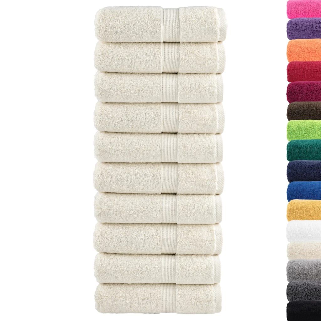 Asciugamani Premium SOLUND 10 pz Crema 30x30 cm 600 g/m² vidaXL